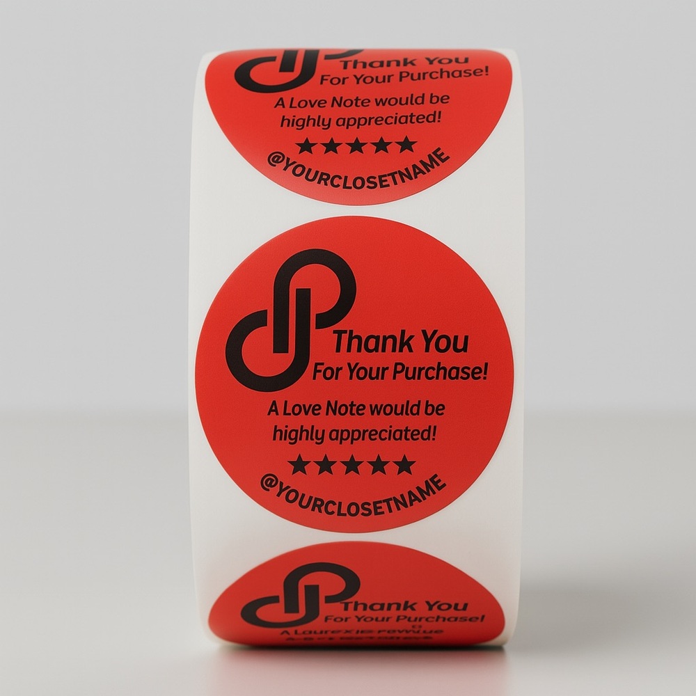 100 thank you sticker | A Love Note would be highly appreciated | custom sticker